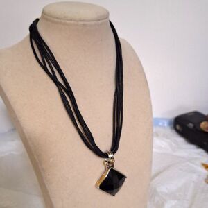 A Park Lane Ladies' Necklace Elegant Evening Black Onyx Two Tone Metal Choker